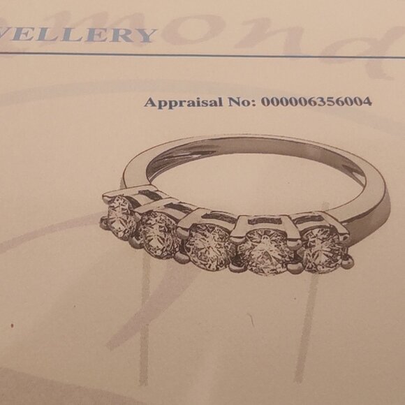 LADY'S 5 DIAMOND RING 1.15ct. 18 CARAT WHITE GOLD - Picture 6 of 12